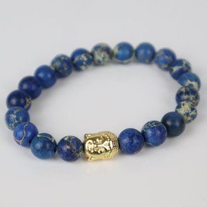 Buddha Head Blue Beaded Bracelet